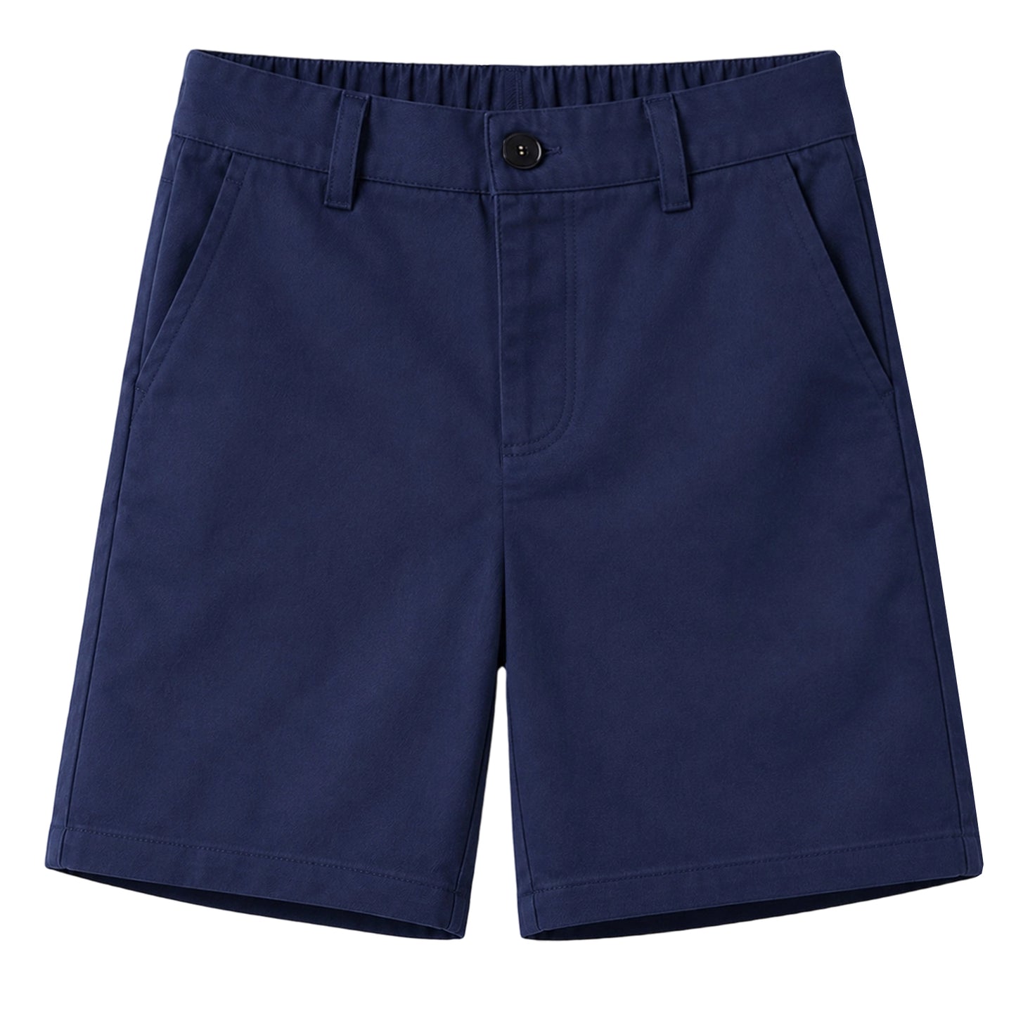 HILEELANG 5-15 Years Little Big Boys School Uniform Shorts, Elastic Waist Flat Front Navy Chino Shorts with Pockets Casual Dress Shorts for Kids Navy Blue