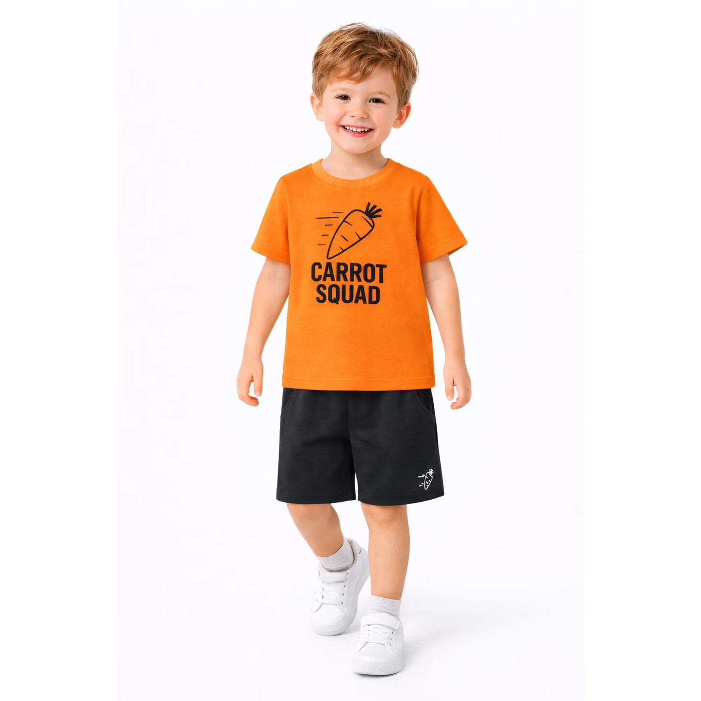 HILEELANG Toddler Boys 100% Cotton Carrot Squad Short Set