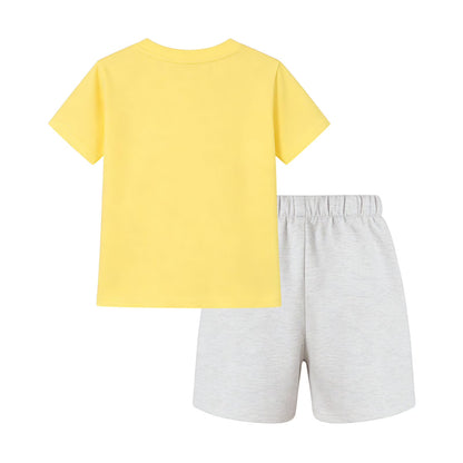 HILEELANG Toddler Girls 100% Cotton Hello Spring Bunny Short Set