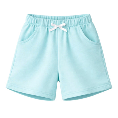 HILEELANG Toddler Girl' Cotton Shorts 2-Pack with Pockets, Grey/purple