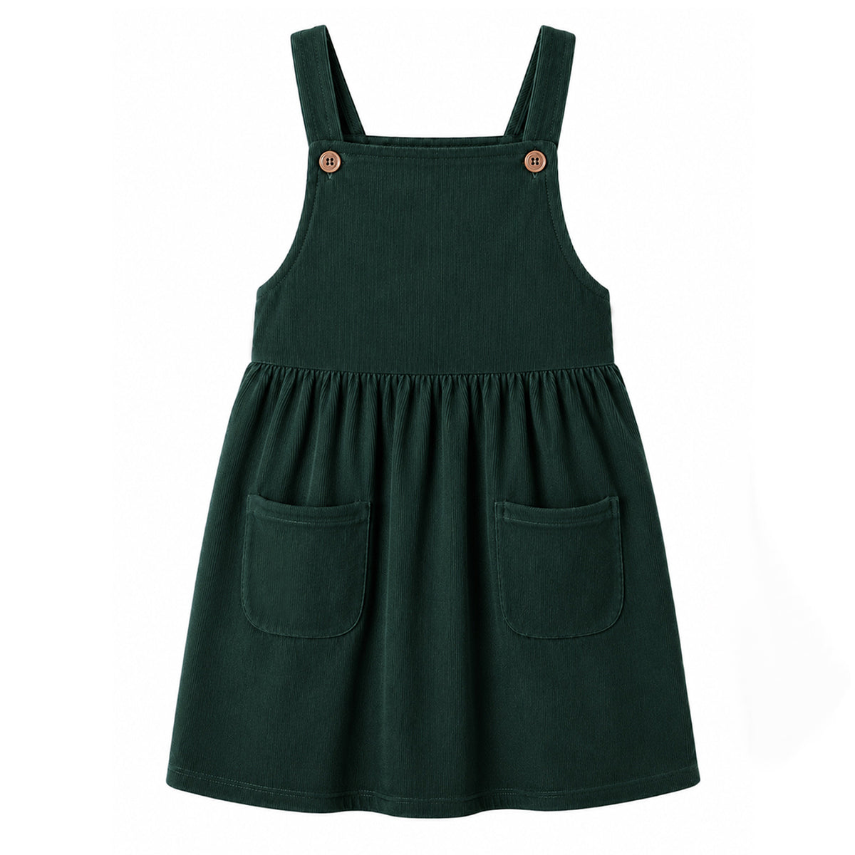 HILEELANG Toddler Dark Green Corduroy Overall Dress, Single Piece