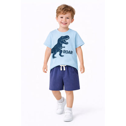 HILEELANG Toddler Boys 100% Cotton Dinosaur ROAR Short Set