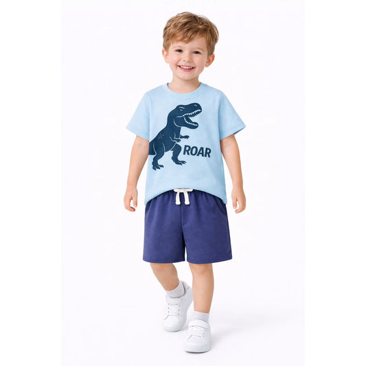 HILEELANG Toddler Boys 100% Cotton Dinosaur ROAR Short Set