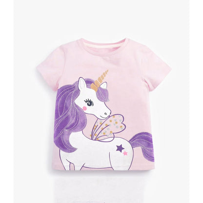 HILEELANG Toddler Girl Cartoon Princess Cotton Jersey T-Shirt & Shorts Set, 2-Piece Outfit
