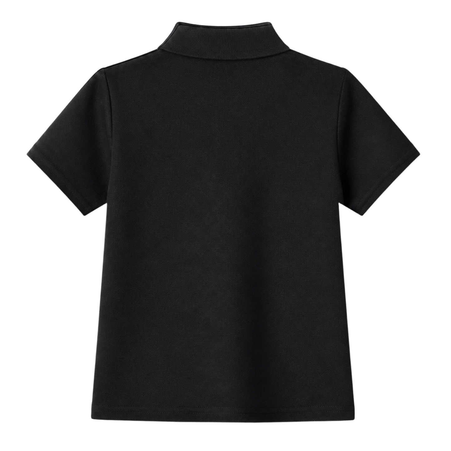 HILEELANG 5-14 Years Boys Polo Shirts 2 Pack, White and Black Short Sleeve Collared Shirts for Kids, Cotton Blend School Uniform Polo for Boys