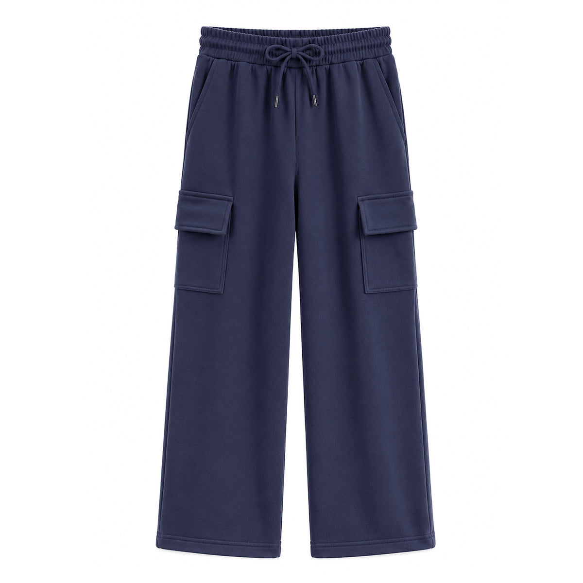 HILEELANG Big Boys Girls Navy Wide Leg Cargo Sweatpants Fleece Pants