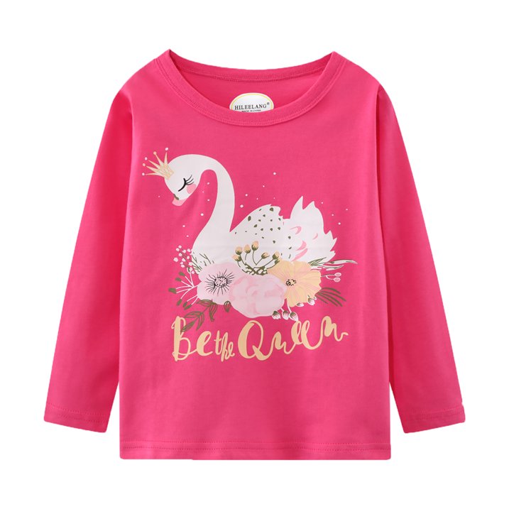 Toddler Girl Long Sleeve Shirts Christmas Pink Green Elk Purple Rainbow Cotton Casual Crewneck Jersey Tunic T-Shirts 3 Packs