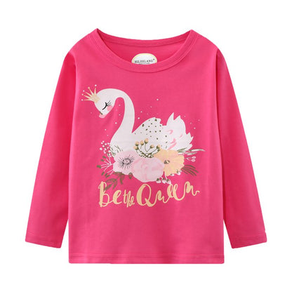 Toddler Girl Long Sleeve Shirts Christmas Pink Green Elk Purple Rainbow Cotton Casual Crewneck Jersey Tunic T-Shirts 3 Packs