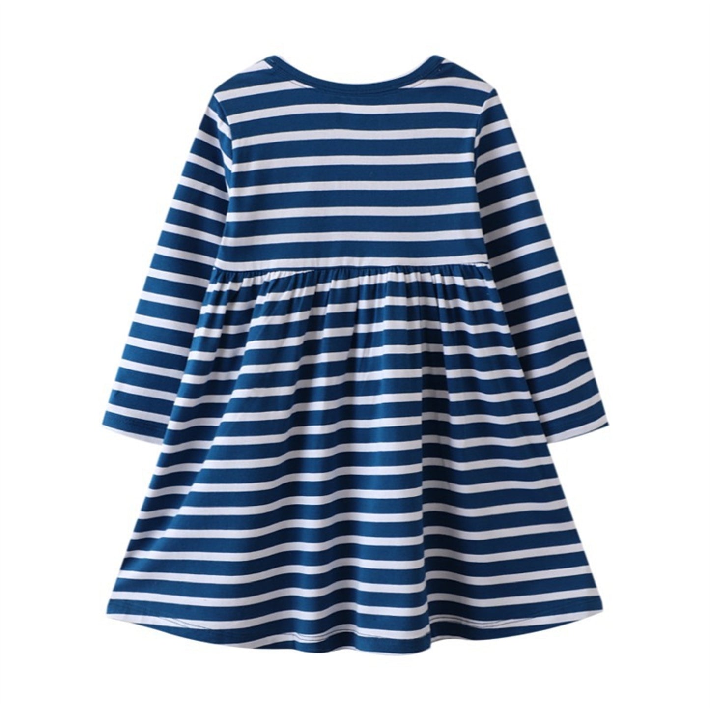 HILEELANG Toddler Girls Long Sleeved Dresses Christmas Winter Cotton Casual Cute Stripe Unicorn Cartoon Pattern Dress