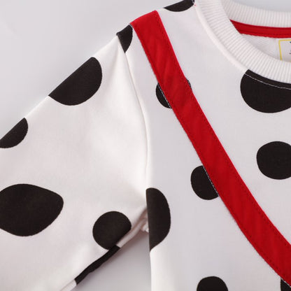 HILEELANG Toddler Girls(2-7Y) White Sweatshirt Cotton Casual Dot Bee Long Sleeve Pullover Top