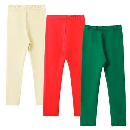 HILEELANG Toddler Kids' Fall & Winter Leggings Ages 1 - 2Y 95% Cotton + 5% Spandex Soft & Skin - Friendly Colors Beige Bright Red Dark Green