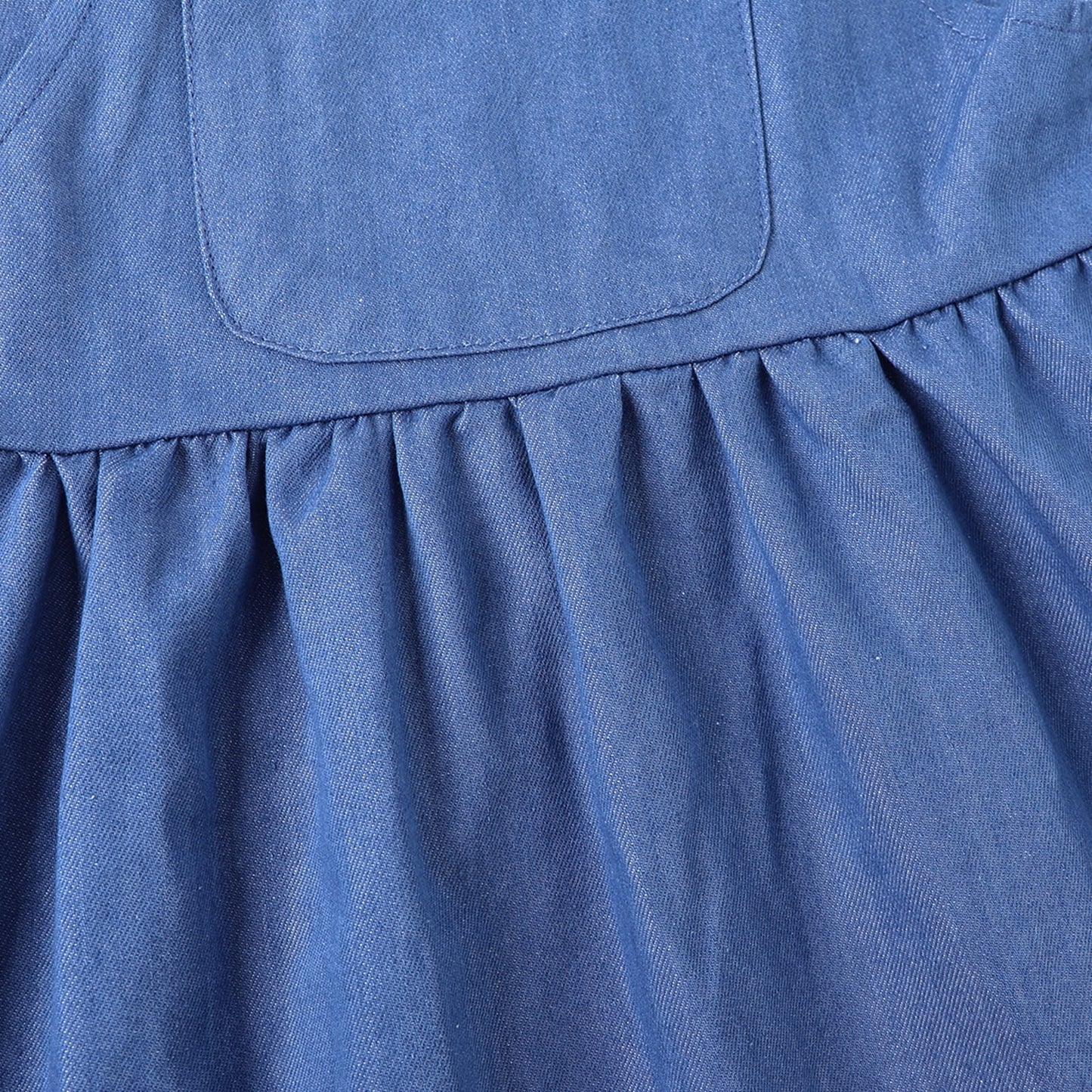 HILEELANG 2-8T Toddler/Little Girls Light Blue Denim Look 100% Cotton Dress