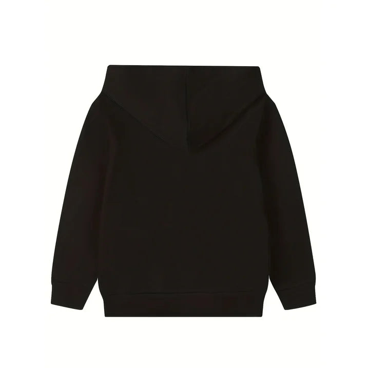 HILEELANG 4-12 Toddler/Little/Big Boys Girls Black Solid Color Zip Up Hoodie