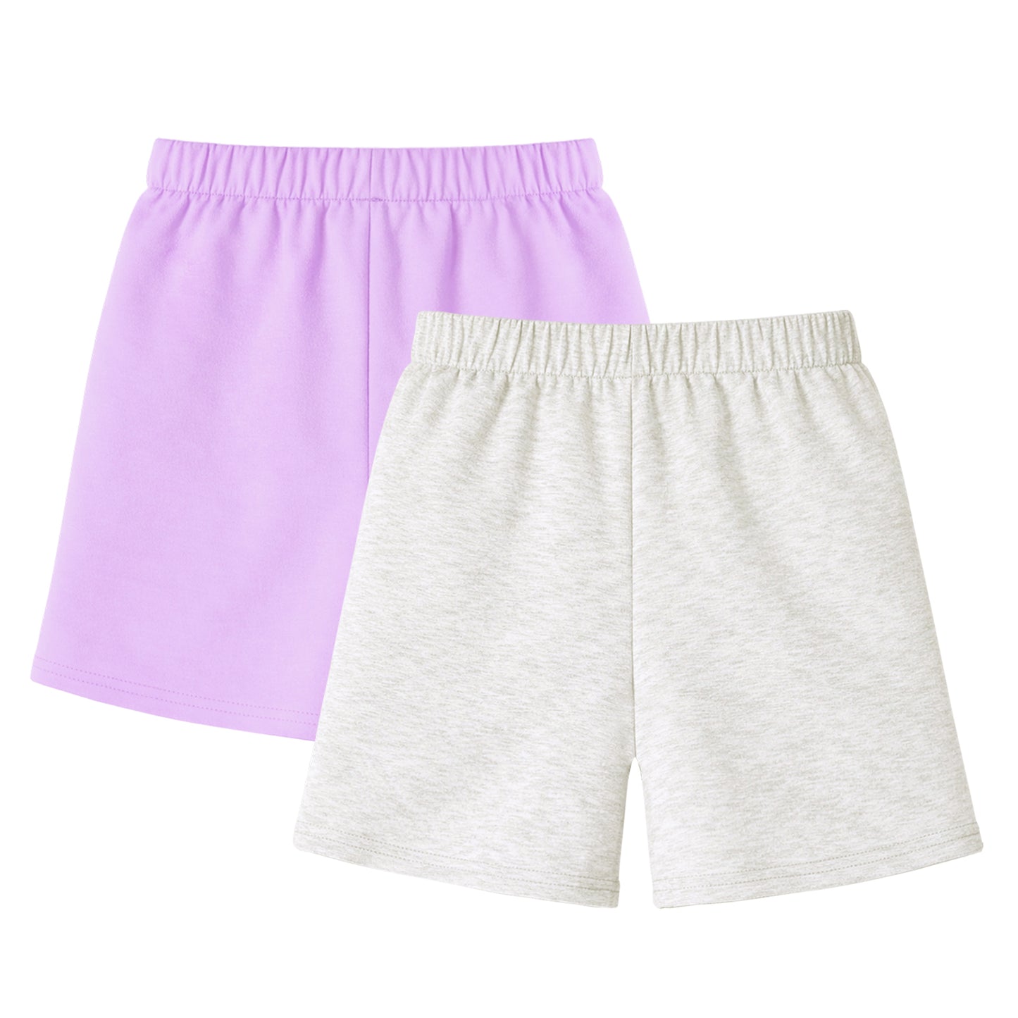 HILEELANG Toddler Girl' Cotton Shorts 2-Pack with Pockets, Grey/purple