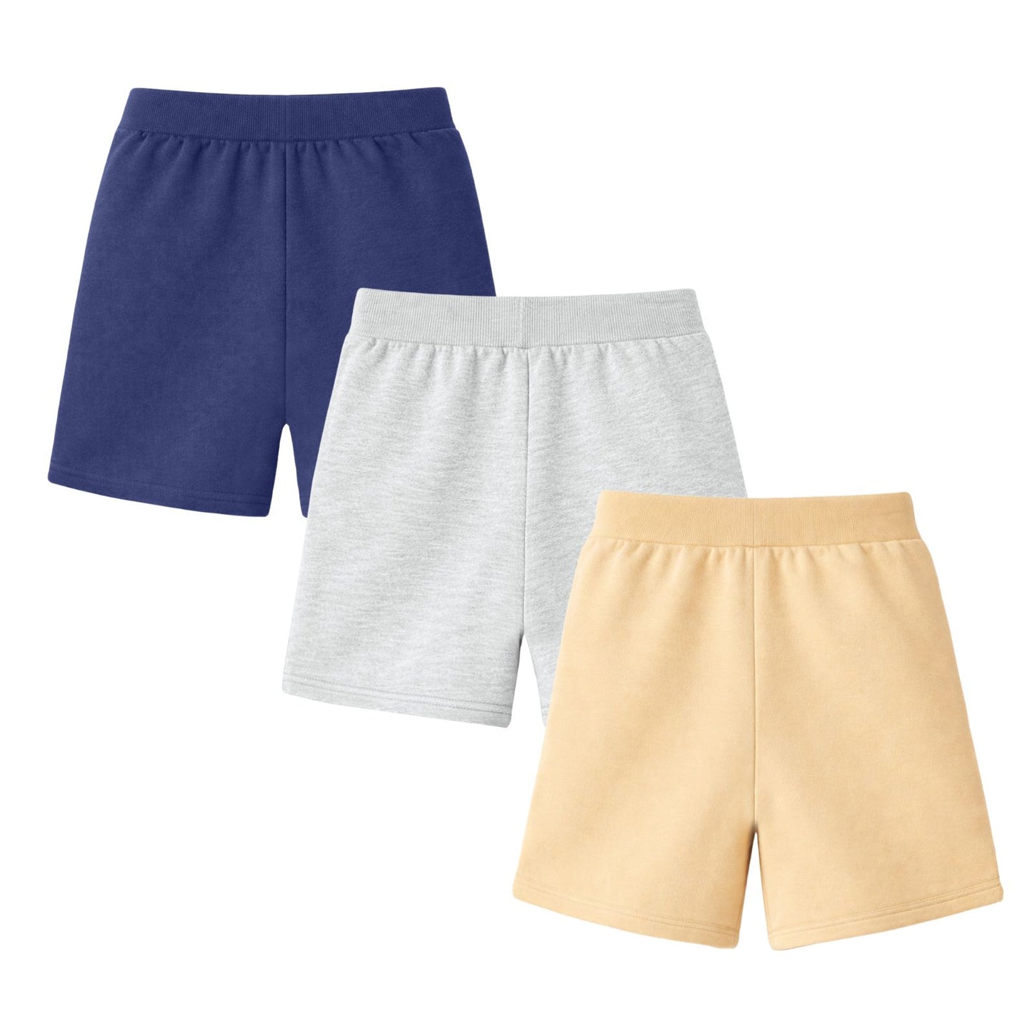 HILEELANG Toddler Boys' Cotton Shorts 3-Pack with Pockets, khaki/Grey/Navy