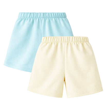 HILEELANG Toddler Girl' Cotton Shorts 2-Pack with Pockets, Grey/purple