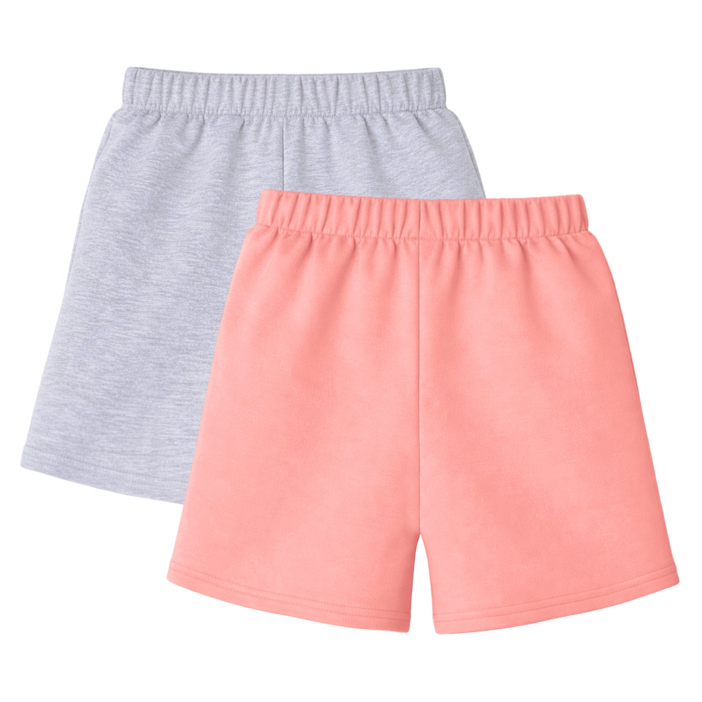 HILEELANG Toddler Girl' Cotton Shorts 2-Pack with Pockets, Grey/Pink