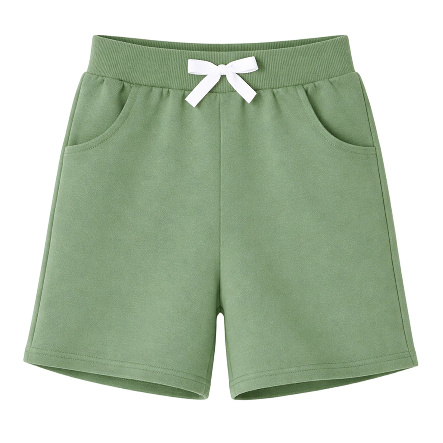 HILEELANG Toddler Boys' Cotton Shorts 3-Pack with Pockets, Grey/Green/Blue