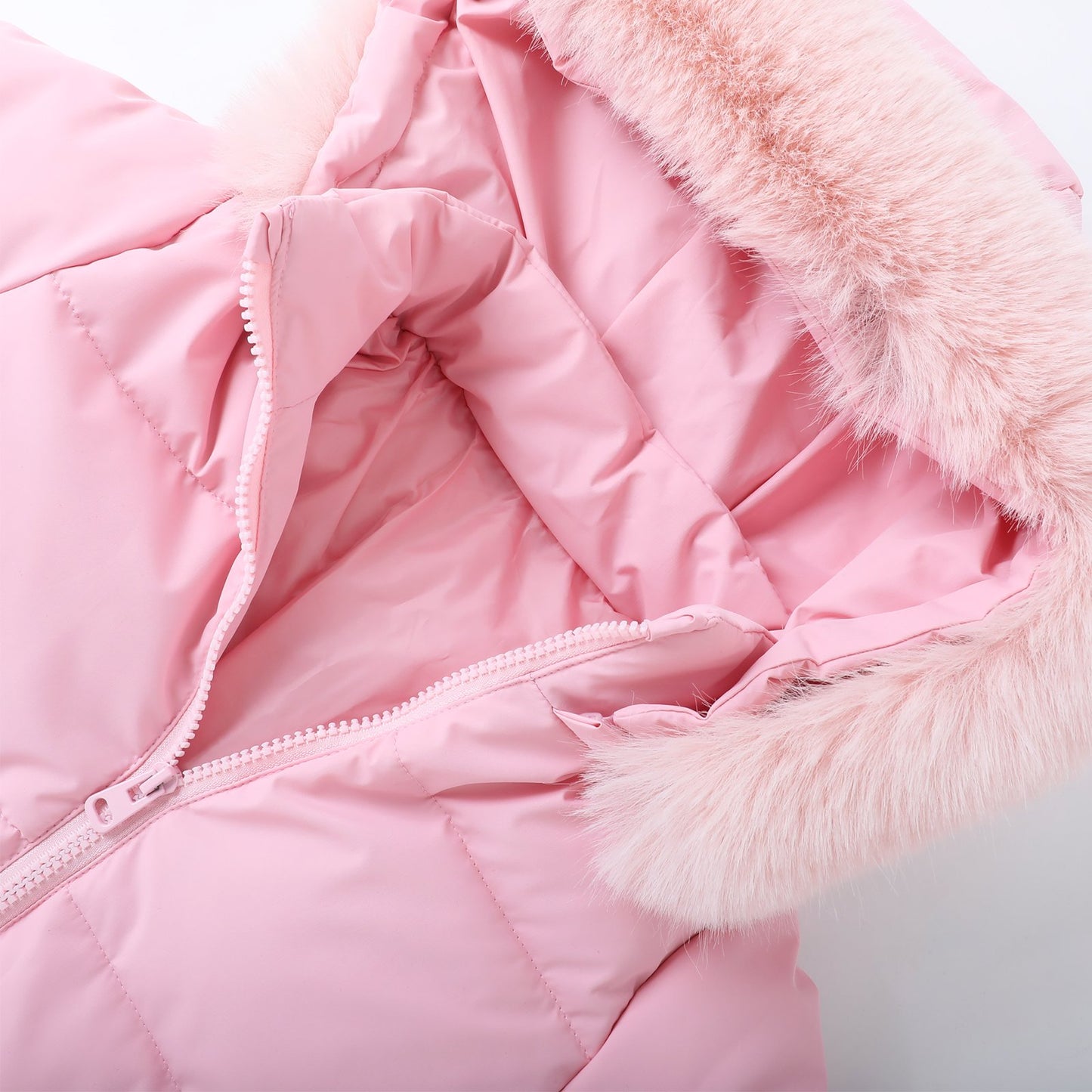 HILEELANG Toddler Baby Girl Winter Puffer Jacket with Faux Fur Hood – Warm Windproof Water-Resistant Coat 12M–7T, Lightweight Quilted Pink Outerwear for Cold Weather