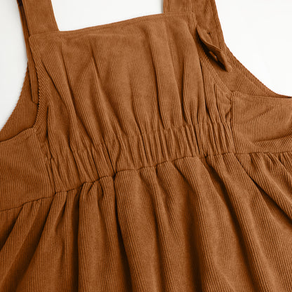 HILEELANG Toddler Corduroy Overall Dress, Single Piece