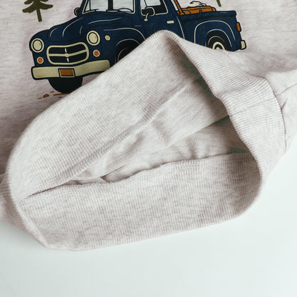 HILEELANG Toddler Boys Adventure Truck Graphic Sweatshirt, Long Sleeve Crewneck Pullover Top, Sizes 2-7 Years