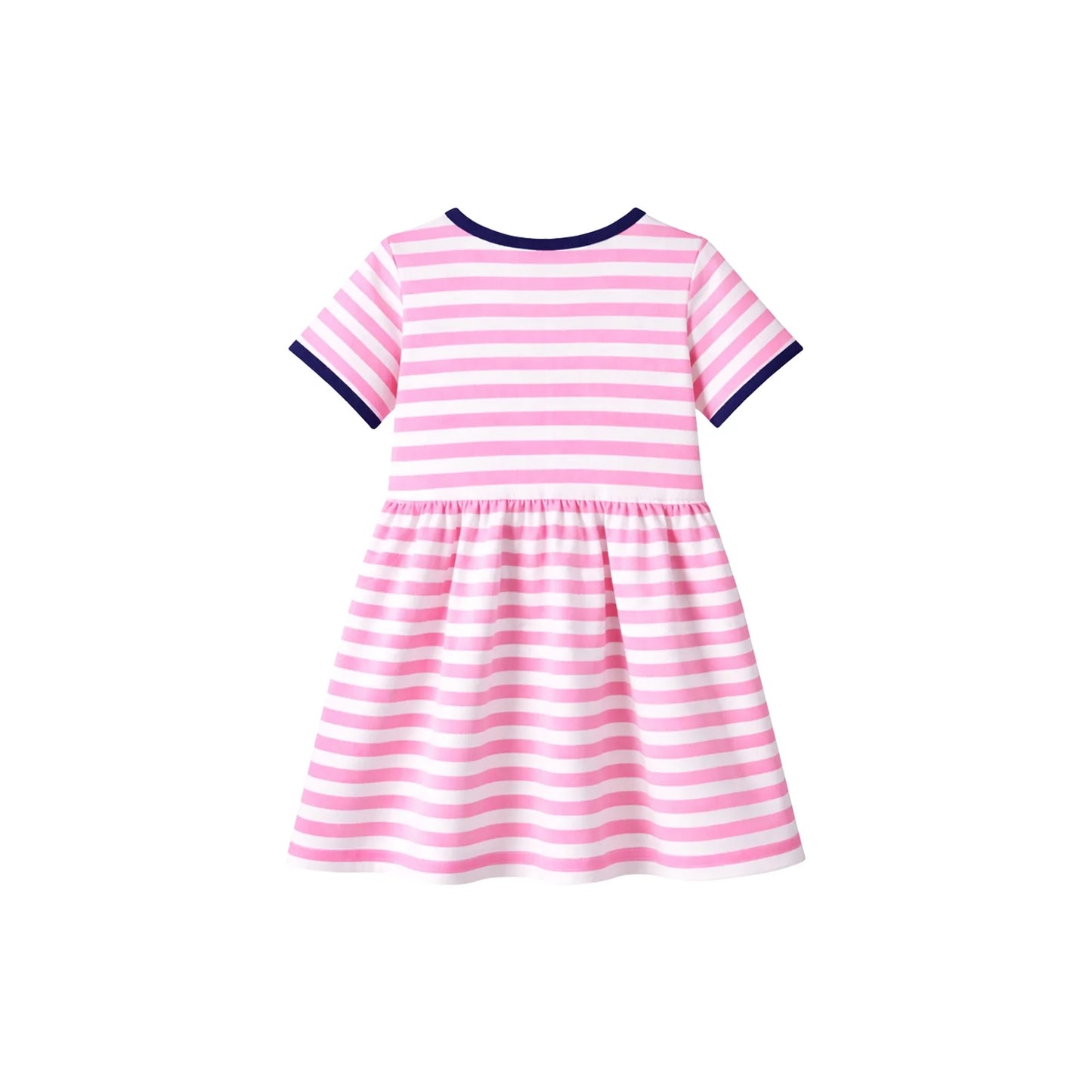 HILEELANG 2-8 Toddler Girls Pink White Stripe Bunny Summer Play Dress