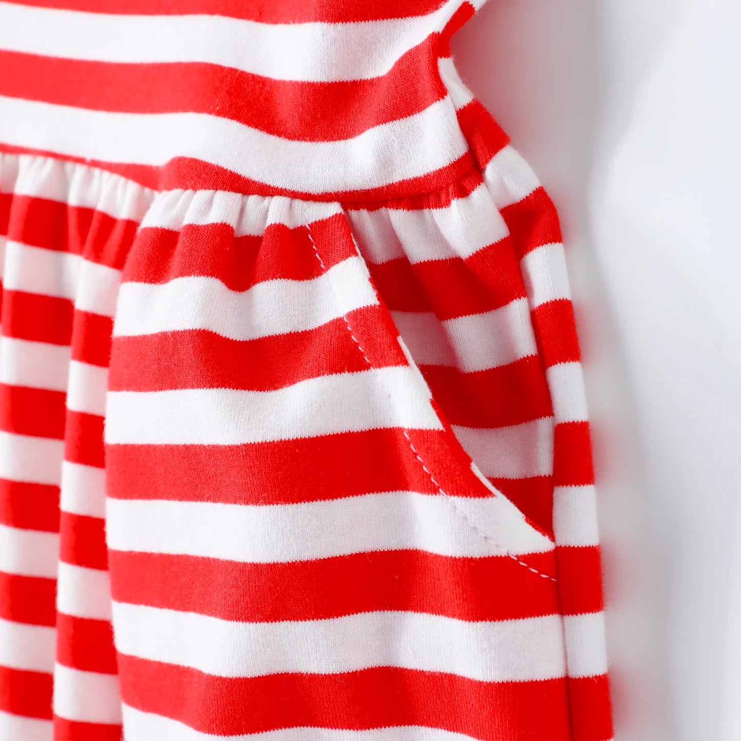 HILEELANG 2-8 Toddler Girls Red White Stripe Strawberry Summer Play Dress