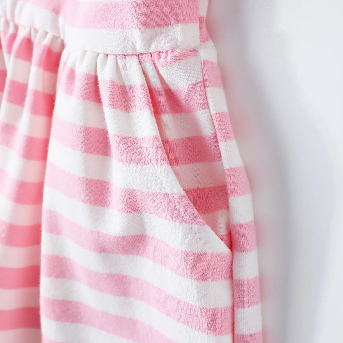 HILEELANG 2-8 Toddler Girls Pink White Stripe Cherry Summer Play Dress