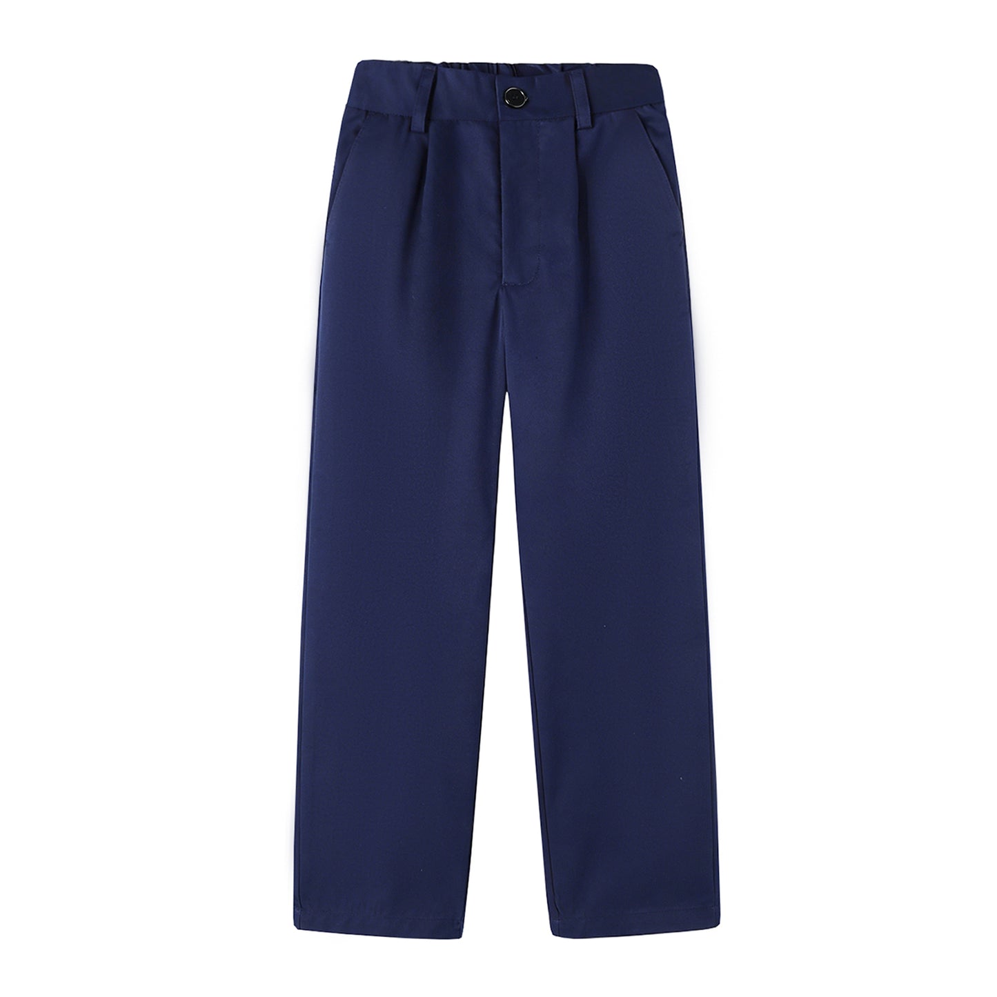 HILEELANG 4-15 Little/Big Boys and girls Chino Pants Straight Leg Button Front Twill School Uniform Everyday Wear Navy 1 Pack