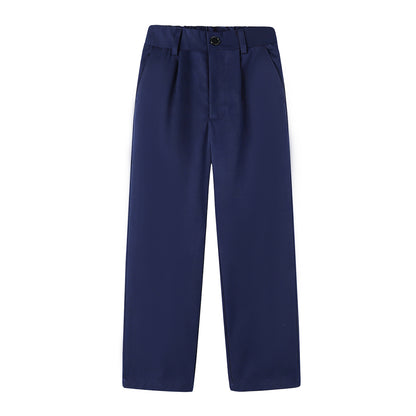 HILEELANG 4-15 Little/Big Boys and girls Chino Pants Straight Leg Button Front Twill School Uniform Everyday Wear Navy 1 Pack