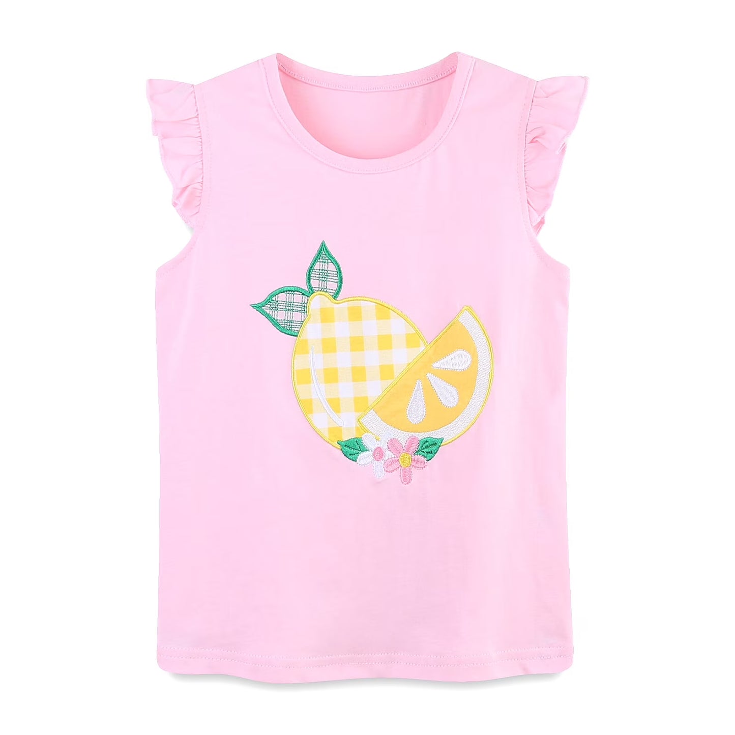 HILEELANG Toddler Girl Summer Short Clothes Sets Outfits Cotton Pink Lemon Tee Shirts Shorts Playwear 2T