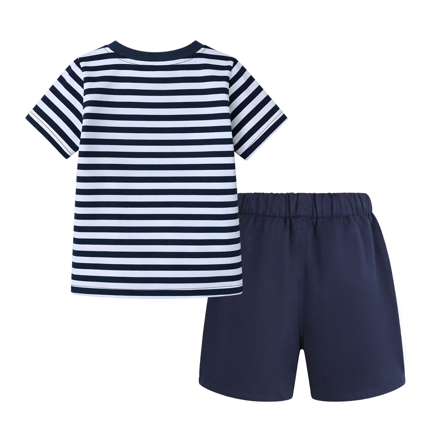 HILEELANG Toddler Boys 100% Cotton Stripe Whale Short Set