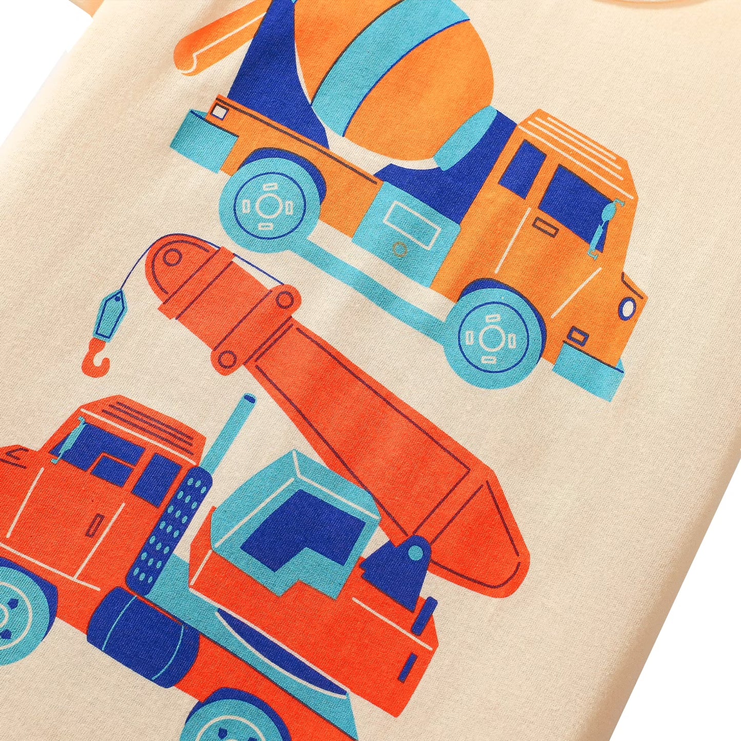 HILEELANG 2-7T Toddler Little Boys 3-Pack T-Shirts Truck Car Construction Vehicle Graphic 100% Cotton Short Sleeve Summer Tees Blue Green Yellow
