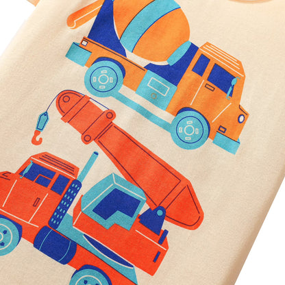HILEELANG 2-7T Toddler Little Boys 3-Pack T-Shirts Truck Car Construction Vehicle Graphic 100% Cotton Short Sleeve Summer Tees Blue Green Yellow