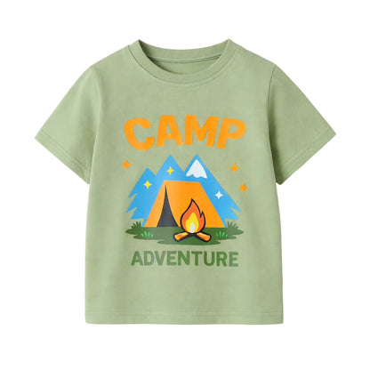 HILEELANG 2-7T Toddler/Little Boys Sage/Ivory/Blue Camp Adventure Explorer 100% Cotton T-Shirt 3-Pack