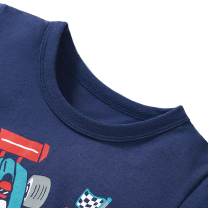 HILEELANG 2-7T Toddler Little Boys 3-Pack T-Shirts Truck Car Construction Vehicle Graphic 100% Cotton Short Sleeve Summer Tees Blue Green Yellow