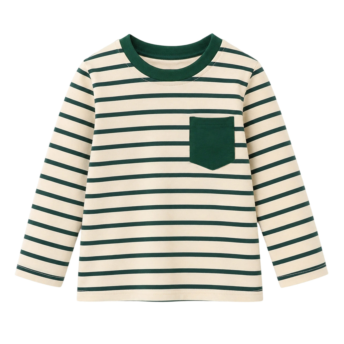 HILEELANG Boys Long Sleeve Shirts 3 Pack Cotton Tee Shirts Forest Mix