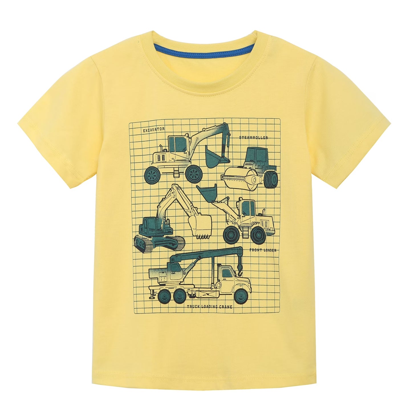 ILEELANG Toddler Boys T-Shirts 3 Pack, 100% Cotton Short Sleeve Tees for Kids 2-7T, Construction Vehicle & Monster Truck Print Summer Tops for Little Boys