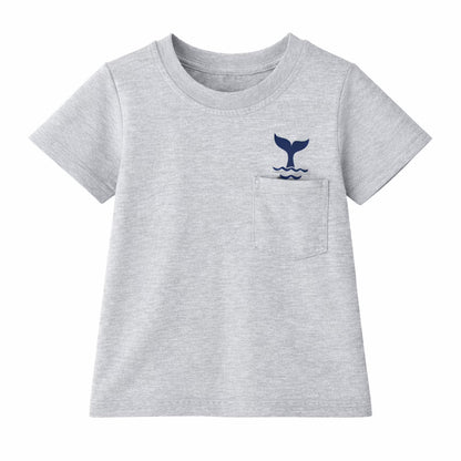 HILEELANG 2-7T Toddler/Little Boys Grey/Navy/Cream Whale & Turtle 100% Cotton T-Shirt 3-Pack