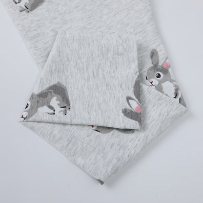 HILEELANG Toddler Girl Easter T-Shirt Leggings Outfit Set Summer Cotton Dust Pink Bunny Rabbit Ruffle Short Clothing Sets 2T