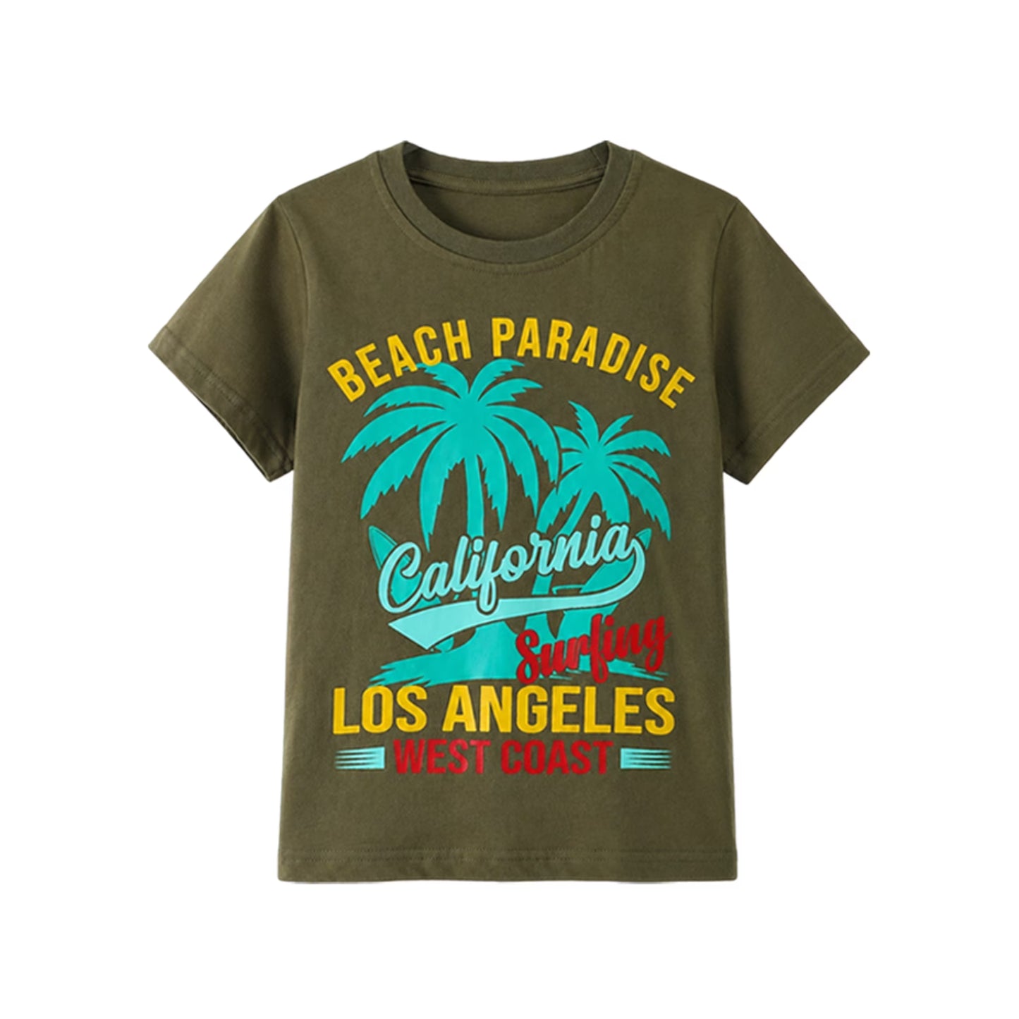HILEELANG Kids Boys T-Shirts 3 Pack, 100% Cotton Short Sleeve Tees for 6-12Y, California Beach Surf Themed Summer Tops for Teen Boys