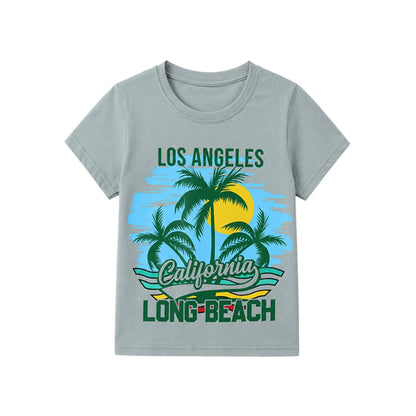 HILEELANG Kids Boys T-Shirts 3 Pack, 100% Cotton Short Sleeve Tees for 6-12Y, California Beach Surf Themed Summer Tops for Teen Boys
