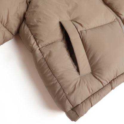 HILEELANG 6-16Y Girls Beige Outerwear Coat, Hooded Short Puffer Jacket for Winter