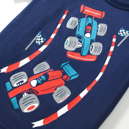 HILEELANG 2-7T Toddler Little Boys 3-Pack T-Shirts Truck Car Construction Vehicle Graphic 100% Cotton Short Sleeve Summer Tees Blue Green Yellow