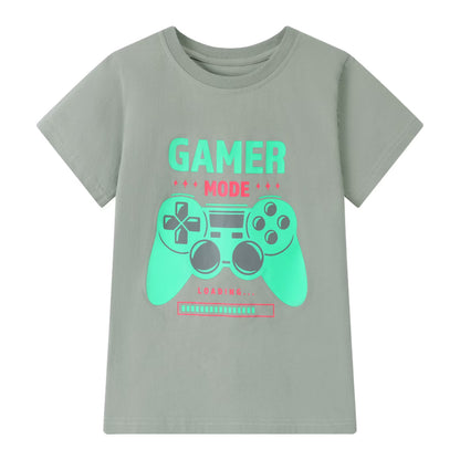 HILEELANG Kids Boys T-Shirts 3 Pack, 100% Cotton Short Sleeve Tees for 6-12Y, Gamer & Music Themed Summer Tops for Teen Boys Version 2 (Keyword-Focused)