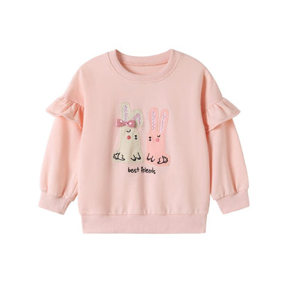 HILEELANG Toddler Girl Sweatshirt and Leggings Set（Age:2-7Y) – Lotus leaf Long Sleeve Pink Best Friend Pullover and Navy Pants, Fall Winter for Kids