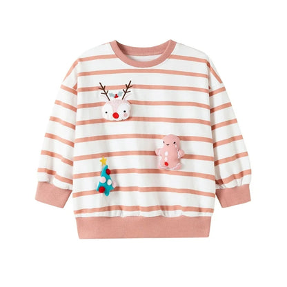 HILEELANG Toddler Girl Christmas Sweatshirt and Leggings Set （Age:2-7Y) – Long SleevePink Stripe XMAS Pullover and Pinink Pants, Fall Winter for Kids