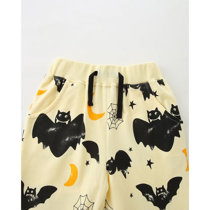 HILEELANG Toddler Boys(Age:2-7Y) Halloween Outfit – 2 Piece Cotton Set with Bat & Spider Print Sweatshirt and Jogger Pants
