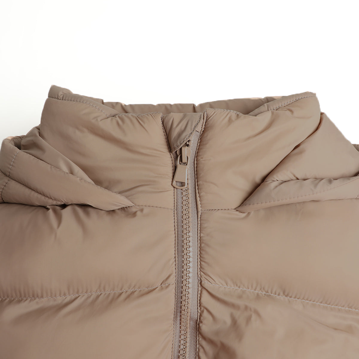 HILEELANG 6-16Y Girls Beige Outerwear Coat, Hooded Short Puffer Jacket for Winter