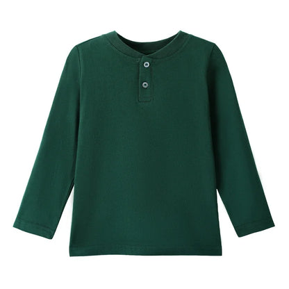 HILEELANG Toddler Boys Long Sleeve T-Shirts (18M–7Y) 4-Pack-Red Stripe Grey Green White Cotton Multipack Tops Tee Shirts
